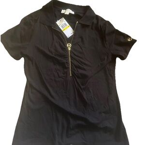 Michael Kors Black Zipper Polo Shirt Size Medium